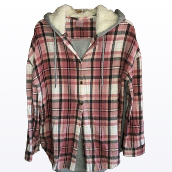 No Boundaries Tops - Women’s Jersey Flannel with Sherpa hood
